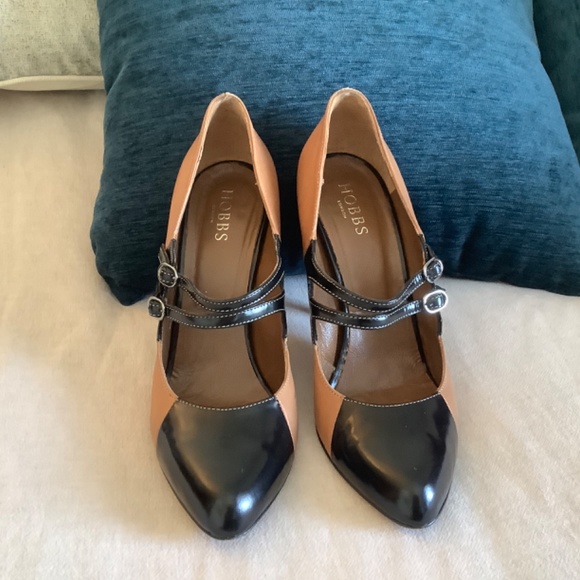 Hobbs Draycott Colourblock Mary Jane High Heel Courts Caramel Black Size 8 - Picture 2 of 12